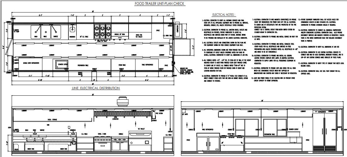 Engineered floor plan of the trailer